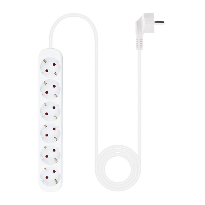 Nanocable Regleta de 6 Tomas con Cable de 1,4 m, Blanco Nanocable Regleta de 6 Tomas con Cable de 1,4 m, Blanco